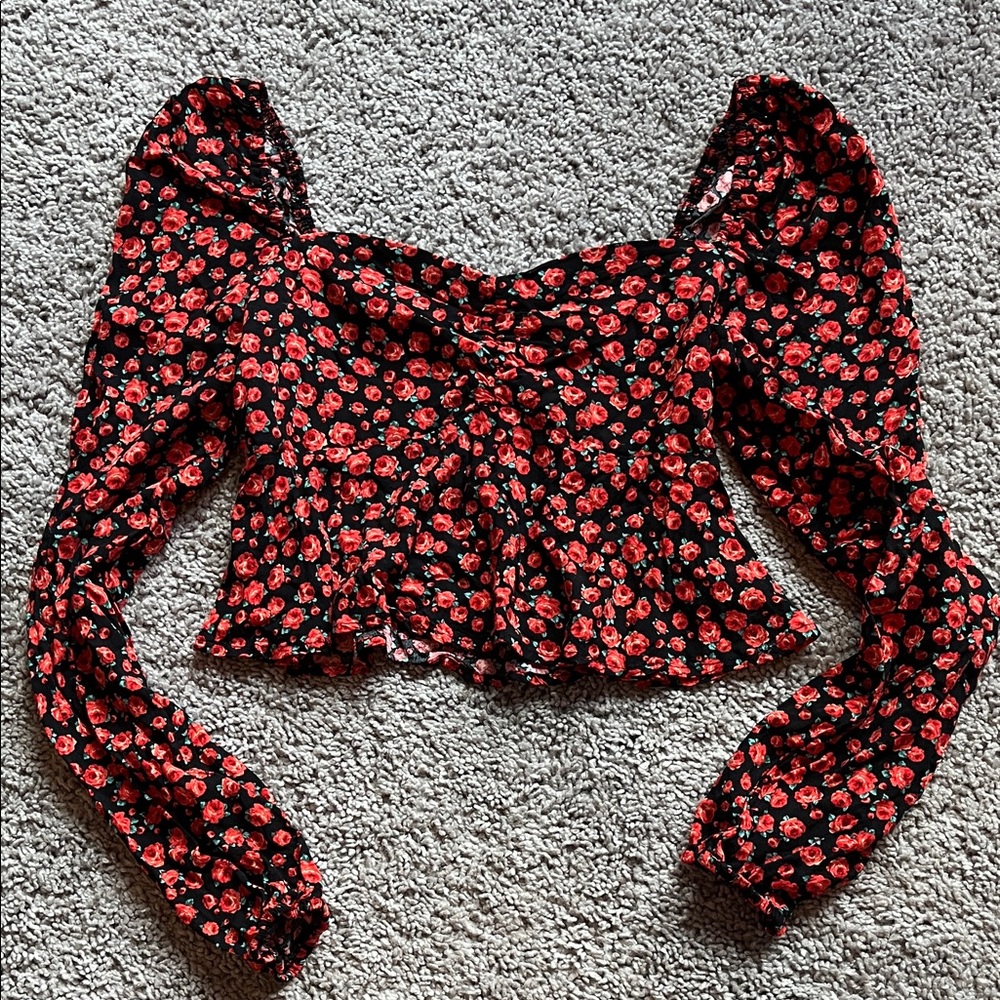 FBlack and Red rose Women's Top